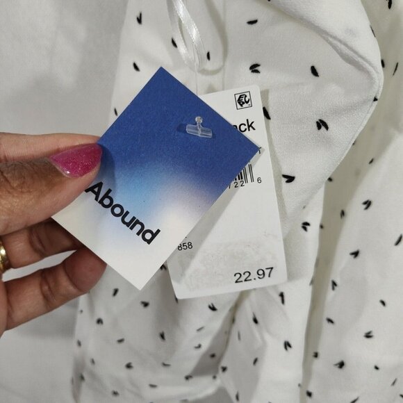 Abound Tank Top Sheer Lined Women Size 2X Ivory Black Print Spaghetti Strap - Picture 7 of 9